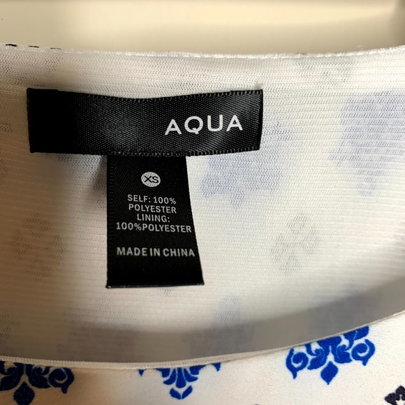 Aqua White Blue Printed Peplum Tank Top XS - Picture 3 of 4